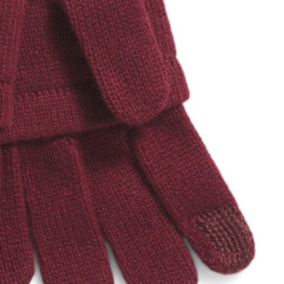 NEW HANNAH ROSE Cashmere Merino Wool Blend 3 In 1 Ski Gloves wine/white 267tn - Picture 3 of 4